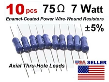 10-LOT 75 Ω Ohm 5% 7 Watt Ceramic Enameled Power Wirewound Resistor – USA SHIP