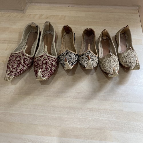 Amazing Uzbek Leather Embroidered Slippers/Shoes Very Small Childs Or Display - Picture 2 of 23