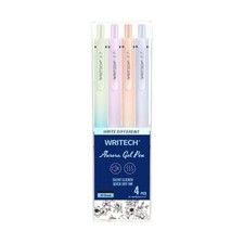 WRITECH Aurora Ombre Silent Click Gel Pen Asst Barrel BLK Ink 4/Pk School Office