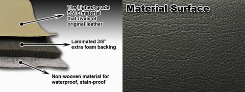 FORD F-250 F-350 2011-16 BLACK/GREY S.LEATHER CUSTOM MADE FIT FRONT SEAT COVERS - Picture 4 of 5
