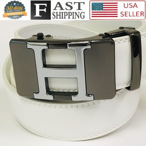 Comfort Slide Click Leather Automatic Belt Men's Buckle Lock Dress Jeans Red New - Picture 4 of 15