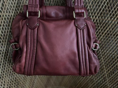 MARC BY MARC JACOBS SHOULDER HOBO TOTE BAG RED LEATHER SIDE PCKTS ENGRAVED BRASS - Picture 3 of 7