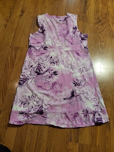 Calvin Klein Jeans XL Tank Top Dress Pink Purple Cotton Stretch Floral - Picture 7 of 7