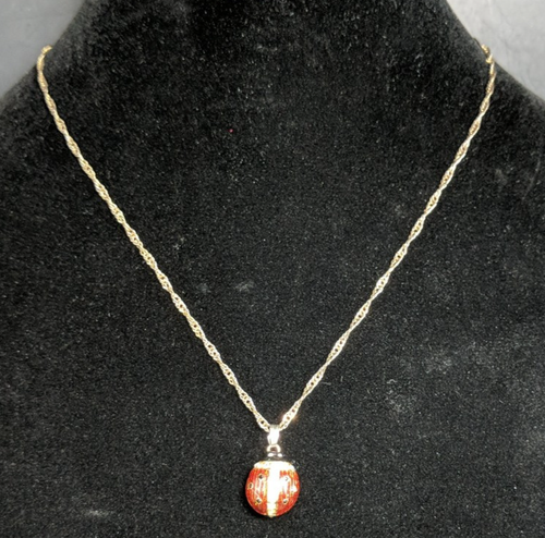 SCATOLA PORTAGIOIE SMALTATA MAGNETICA LADY BUG E CIONDOLO ABBINATO SU CATENA ORO RITORTA - Foto 11 di 12