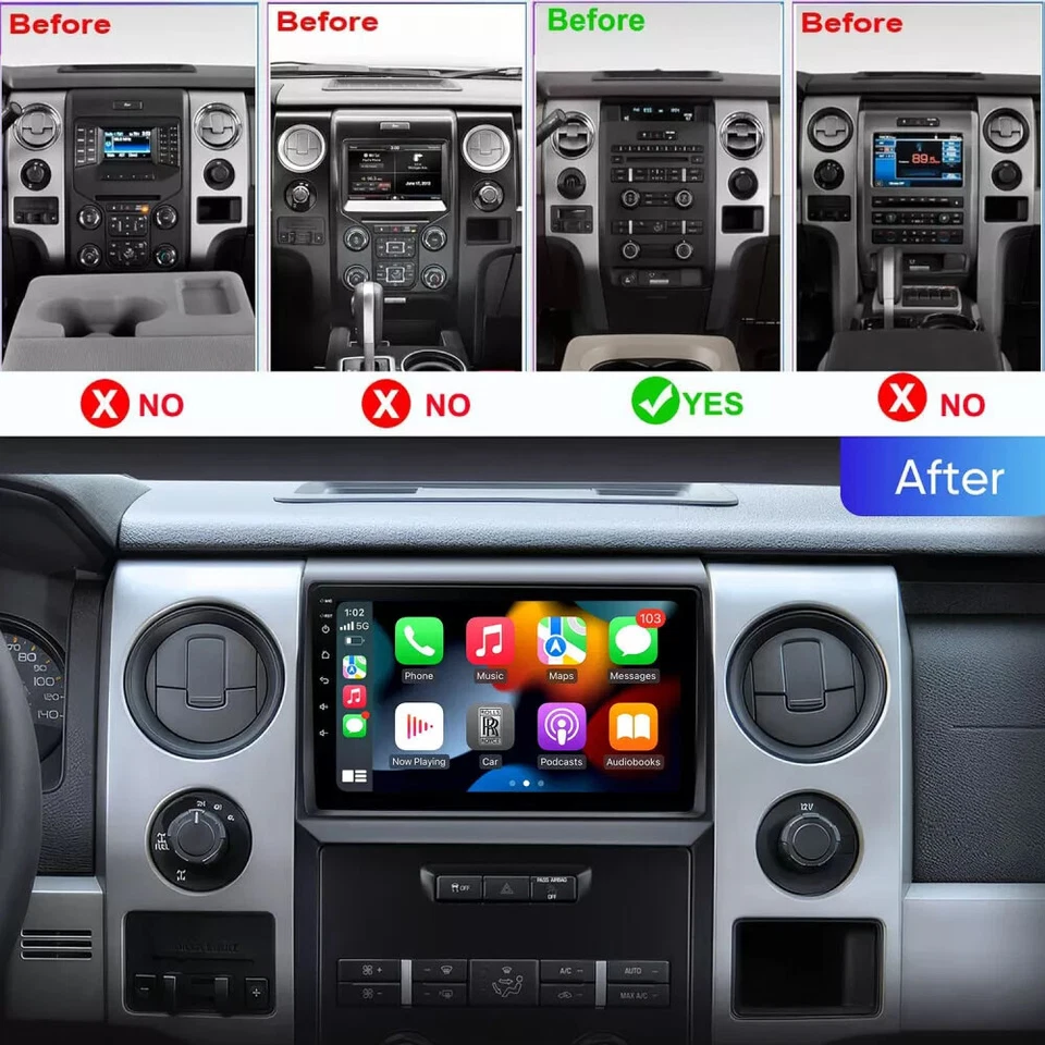 GPS F150 Stereo Radio For 2009-2014 Ford F-150 Wifi SWC Carplay Touch Head Unit Foto 3 de 4