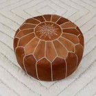 Vintage Unstuffed Wonderful Leather Boho Footstool Pouf Brown Handmade New