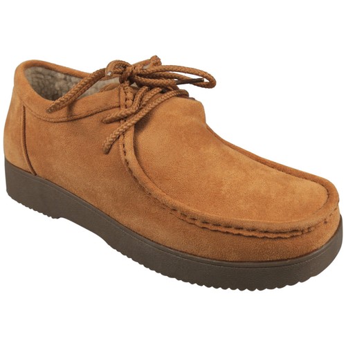 Loafers Shoes Ladies Grip Faux Fur Lined Warm Pumps Casual Lace Up Womens Sizes - Imagen 2 de 10