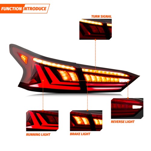 LED Red Tail Lights For 2019-2023 Nissan Altima Sequential Rear Lamps - Picture 2 of 5