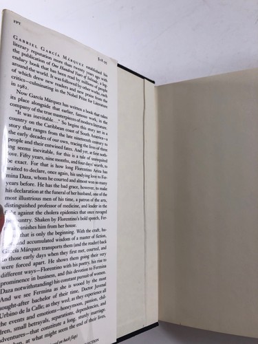 Love in the Time of Cholera Gabriel Garcia Marquez 1988 1st US Ed HC DJ Book - Imagen 4 de 8