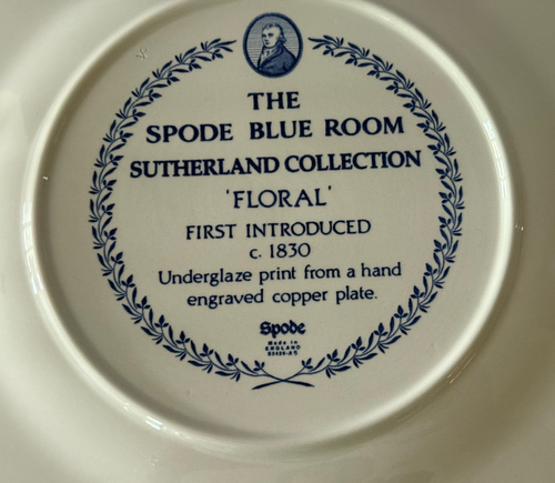 Spode Blue Room Sutherland - FLORAL - Octagonal Luncheon Plate 9 1/2" England - Picture 2 of 4