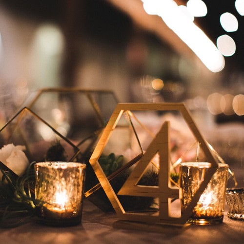 10/20x Wooden Table Numbers Hexagon Shape Table Number Sign Stand for Wedding AU - Picture 12 of 30