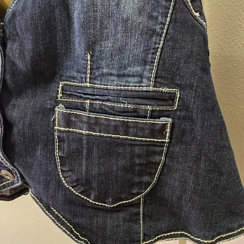 Amethyst Denim Jean Western Vest Womens 3X Rockabilly Ruched Cowgirl Rodeo - Bild 4 von 8