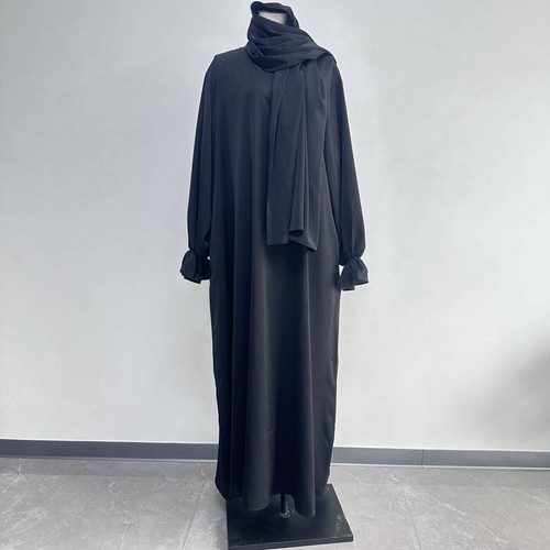Abaya bescheidener schlichter Kaftan Morgenmantel Dubai Türkei muslimische Damen Langarm Maxikleid - Bild 36 von 38