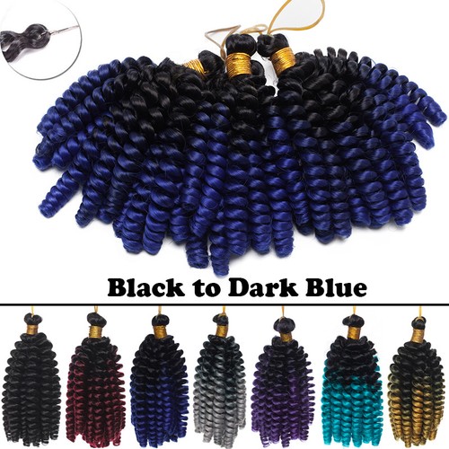 Short Curly Jumpy Wand Curl Twist Crochet Braids Ombre Extensions 10% Human Hair - Picture 18 of 25