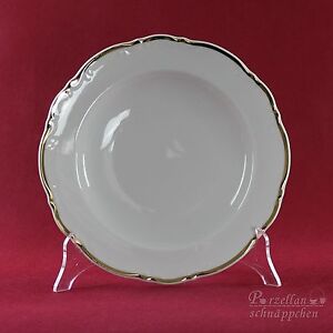 Suppenteller Mitterteich Form 2000 Weiß Goldrand Porzellan D 23 cm Neuwertig
