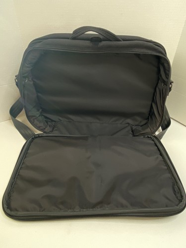 Samsonite Computer Briefcase Office Shoulder Bag Black Canvas Leather Black - Picture 2 of 9