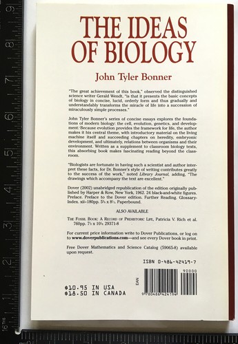 Bonner: The Ideas of Biology (Dover Publications, Inc., 2002) - Foto 3 di 4