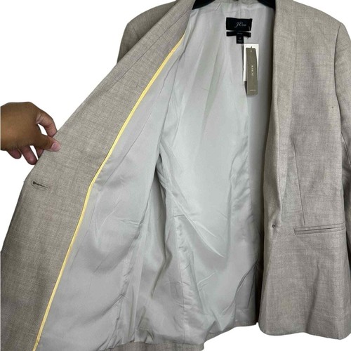 J. Crew Parke Stretch Linen Blend Business Casual Blazer In Flax Size 12 - Picture 4 of 13
