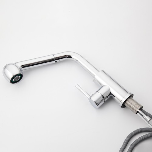 Grifo mezclador de fregadero de cocina giratorio 360° plateado de 2 vías con rociador - Imagen 9 de 12