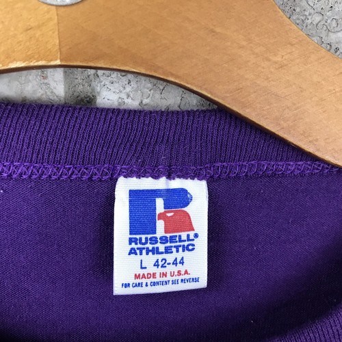 Vintage 90s Russell Athletic USA Made Size Large Blank Purple T Shirt Vtg Custom - Picture 5 of 7