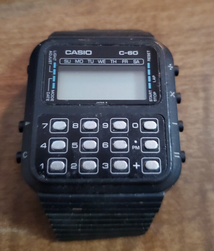 Casio C-60 Calculator Uhr Modul 133 Vintage First Calculator Watch UNGETESTET