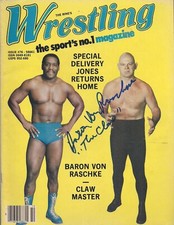 AM374  Baron Von Raschke signed Vintage Wrestling Magazine w/COA
