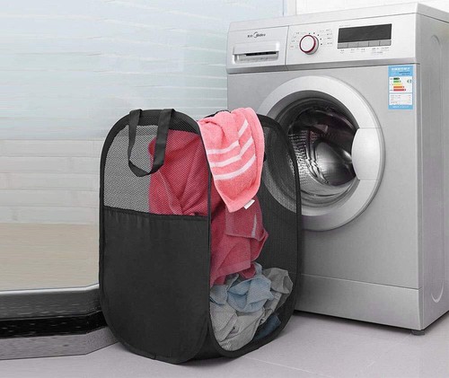 2 Laundry Baskets Popup Laundry Baskets Foldable Mesh Laundry Baskets each With - Picture 2 of 7