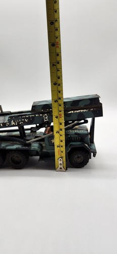 VINTAGE 1950'S US ARMY ROCKET LAUNCHER TRUCK TIN FRICTION MADE IN JAPAN ALPS 9" - Picture 8 of 23