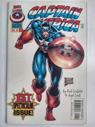 Marvel Comics Captain America #1 1st Appearance Rikki Barnes; Rob Liefeld VF/NM