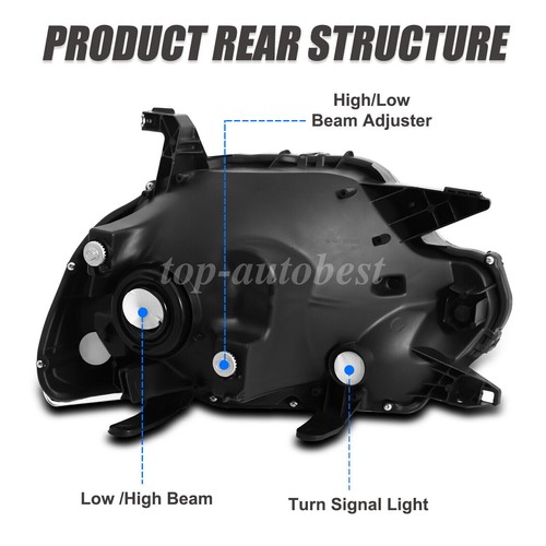 Fit 2012-2015 Toyota Tacoma Pickup Crystal Clear Headlights Headlamps Left+Right - Picture 6 of 11