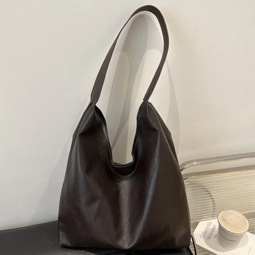 Solid Color Shoulder Bag Large Capacity Women's Handbag Soft Underarm Bag - Picture 10 of 15