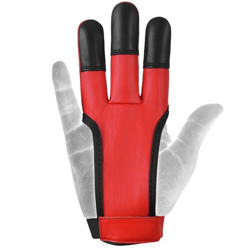 Archery Shooting 3 fingers glove 100% leather RIGHT HAND green blue red - Picture 13 of 31