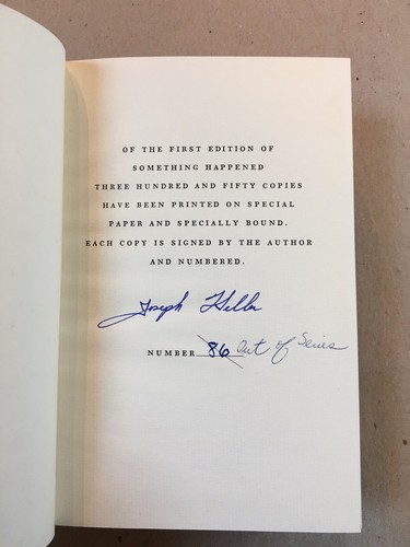 Joseph Heller "Something Happened" SIGNED Limited 1st Edition (1974) RARE! - Picture 4 of 6