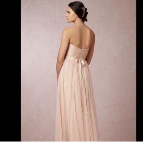 JENNY YOO Tulle Strapless Maxi Dress Floral Lace Gold Flecked Bodice Sweetheart - Picture 2 of 11