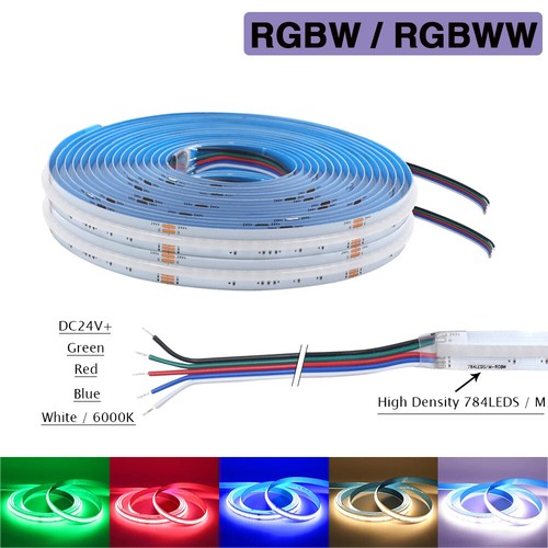 5M 10M RGBW RGBWW COB Strip Light 24V 784LEDs/M Flexible Led Tape Diode Flexible - Picture 2 of 26
