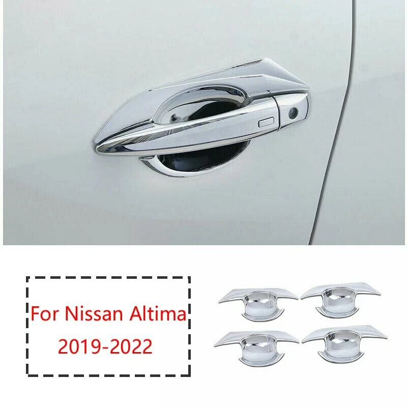 Ajuste para Nissan Altima 2019-22 cromo exterior puerta cuenco taza panel cubierta moldura 4 piezas Foto 4 de 4