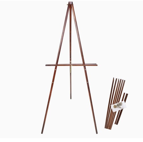 Conda 63” Vintage Wood Display Easel Tripod Brown Stained Pine Artwork Posters - Picture 1 of 11