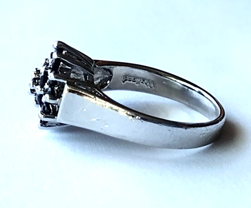 ! Beautiful Signed CT Thailand 925 Sterling Sapphire Flower Ring - Size 7 - Picture 5 of 11