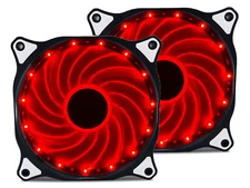 2 Pack 120mm RED LED Computer PC Case Cooling Fan Quiet Sleeve Bearing Vetroo