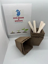 Peat Moss Planting Pots, Single Individual approx. 3'x3' pot with Label sticks