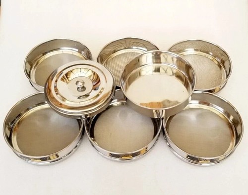 SS Sieves Heavy Gauge Standard Testing Set of 7 With Lid & Pan - Picture 5 of 8