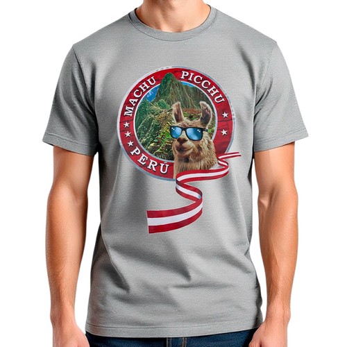 T-shirt manica corta uomo Perù Machu Picchu Cool Alpaca patriottica peruviana nuova con etichette - Foto 8 di 17