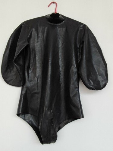 Latex Rubber Gummi Top Coat Party Cosplay Schwarze Uniform Size XXS-XXL