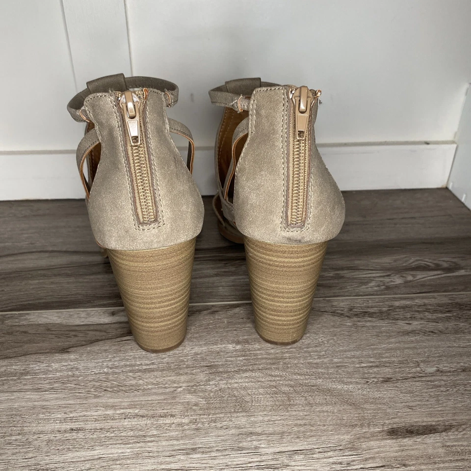 Maurices Mujer Estilo Bloque Tacón Punta Abierta Marrón Cierre Cremallera Talla 10M Foto 3 de 4