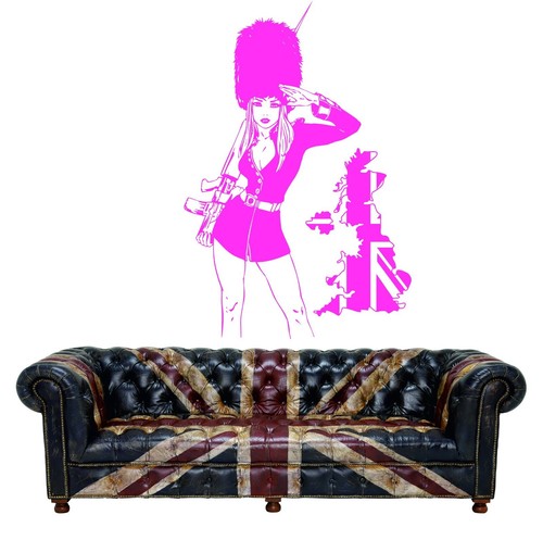 Queen's Guard Brit Girl Uk Map Royal Wall Art Stickers Decals Vinyl - Picture 6 of 10