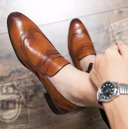 Men's Slip-On Casual Lightweight Loafer Wing Tip  PU Leather Driving Boat Shoes - Bild 8 von 20