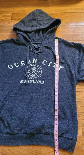 Ocean City Maryland Mens Pullover Hoodie Size S Blue Pocket Sweatshirt Beach - Picture 6 of 8