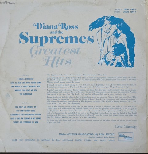 Diana Ross & The Supremes – Greatest Hits Vol 2 VINYL LP (VINYL VG+/ COVER VG) - Picture 3 of 3