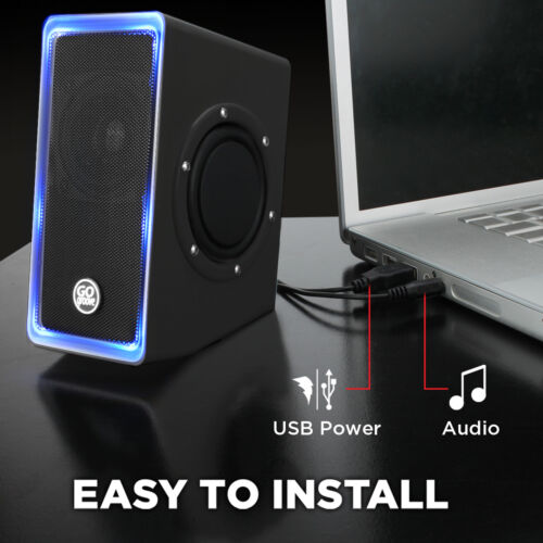 GOgroove SonaVERSE O2i Speakers for PC with AUX Input (Black with LEDs) - Picture 6 of 9