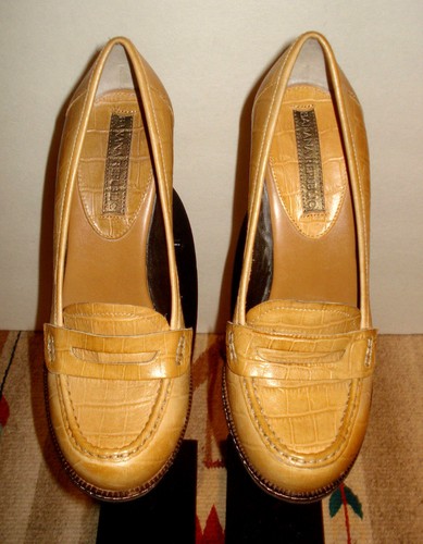 Women's Banana Republic Wheat Faux-Croc Heels Sz. 37/7B Excellent! - Picture 2 of 12